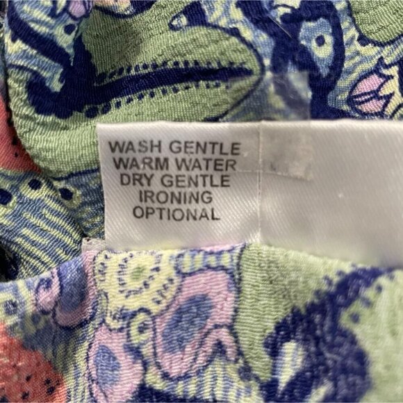 FLAX Size Small  Top Blouse Button Down Collared Colorful - Picture 6 of 6